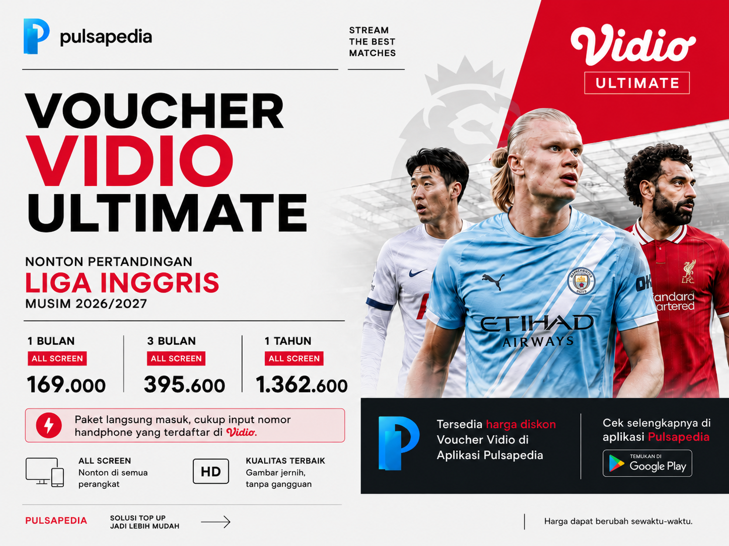 Voucher Vidio Ultimate Liga Inggris Harga Diskon